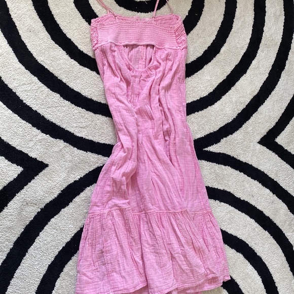 Free people maxi pink button boho dress xs stretchy - Picture 2 of 5